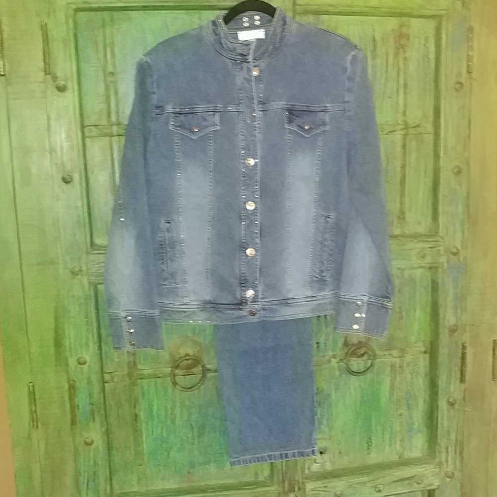 St. John - Denim Jacket and Pants w/Bling